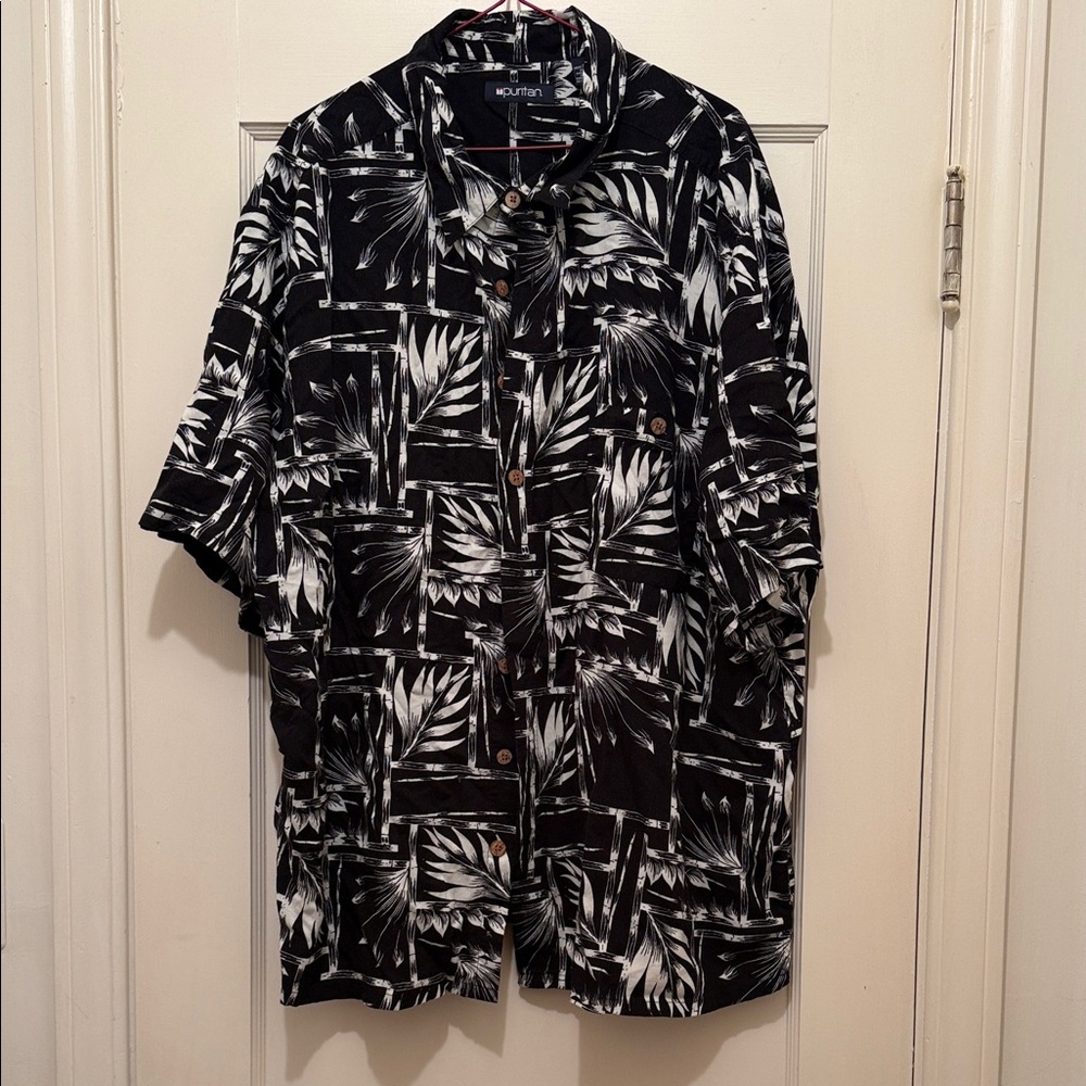 Puritan Black and White Casual Button Down Shirt